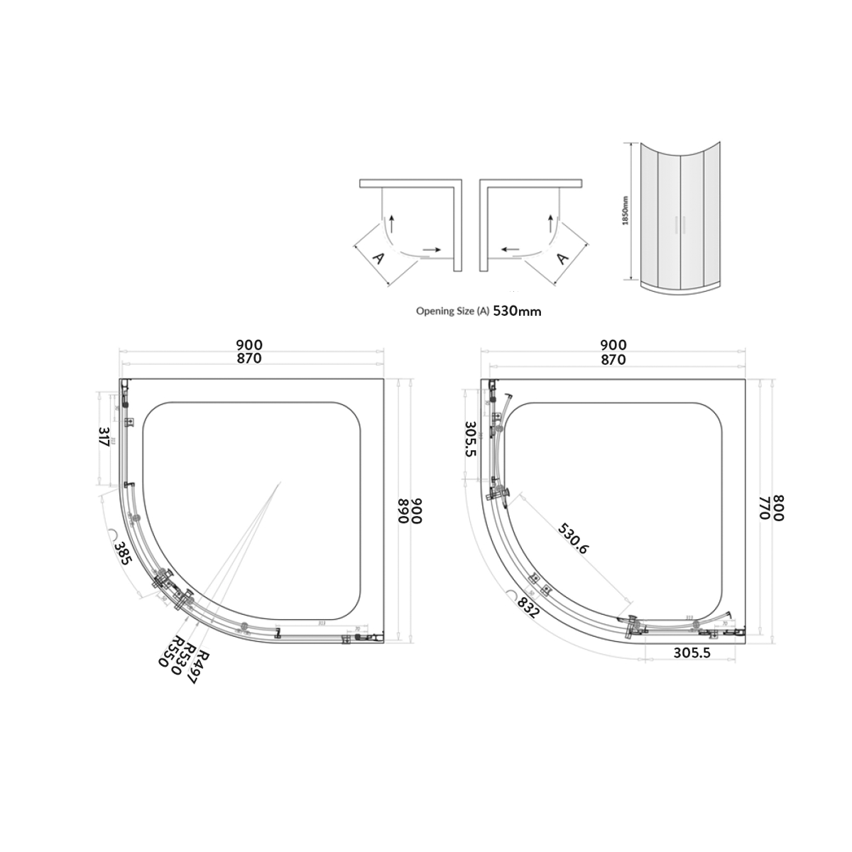 Harbour i6 Easy Clean 6mm 2-Door Quadrant Shower Enclosure