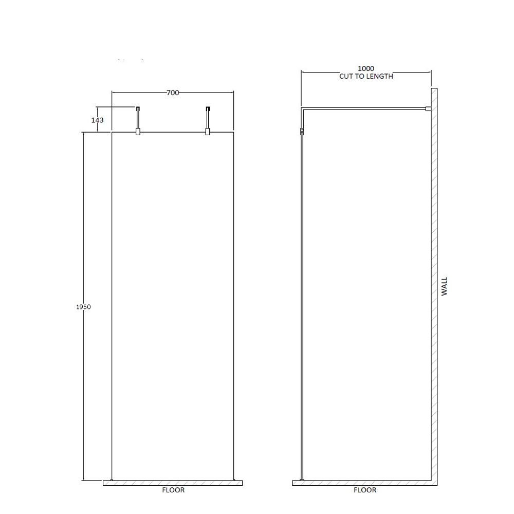Vellamo 8mm Easy Clean Freestanding Walk In Panel & Two Support Arms