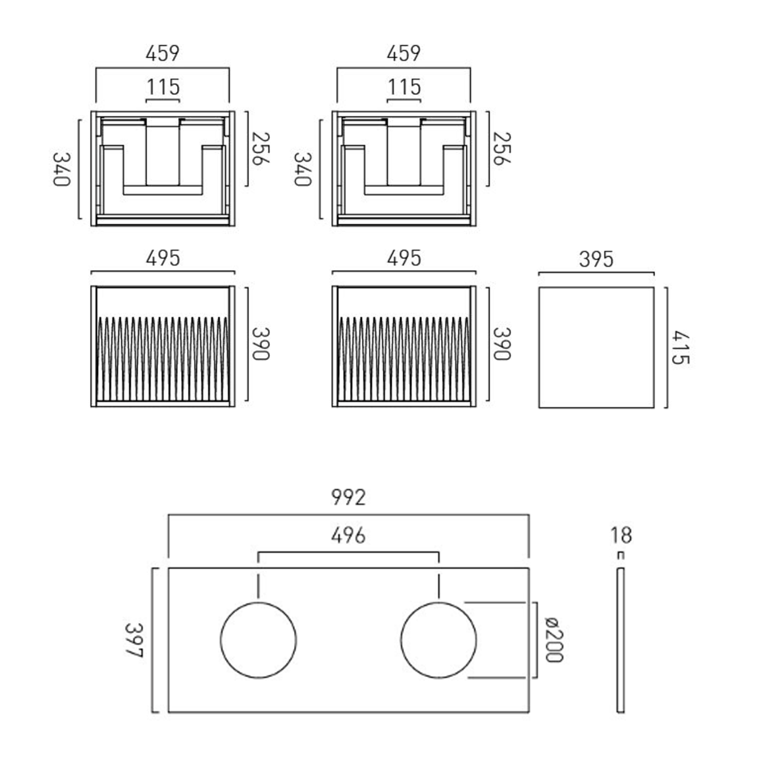 Vado Safari 1000mm Fluted Wall Hung Vanity Unit & Worktop