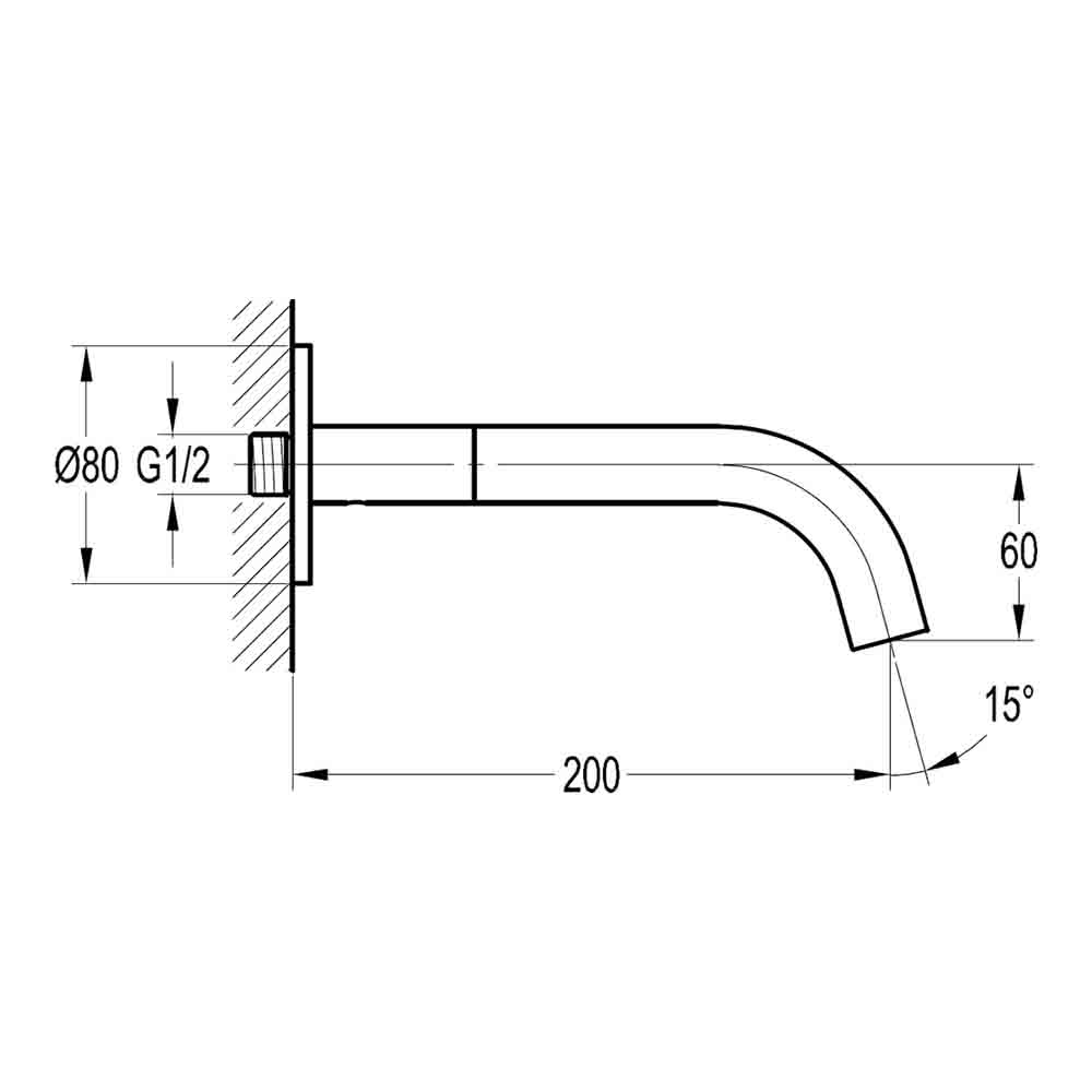 Flova Levo Bath Spout 200mm