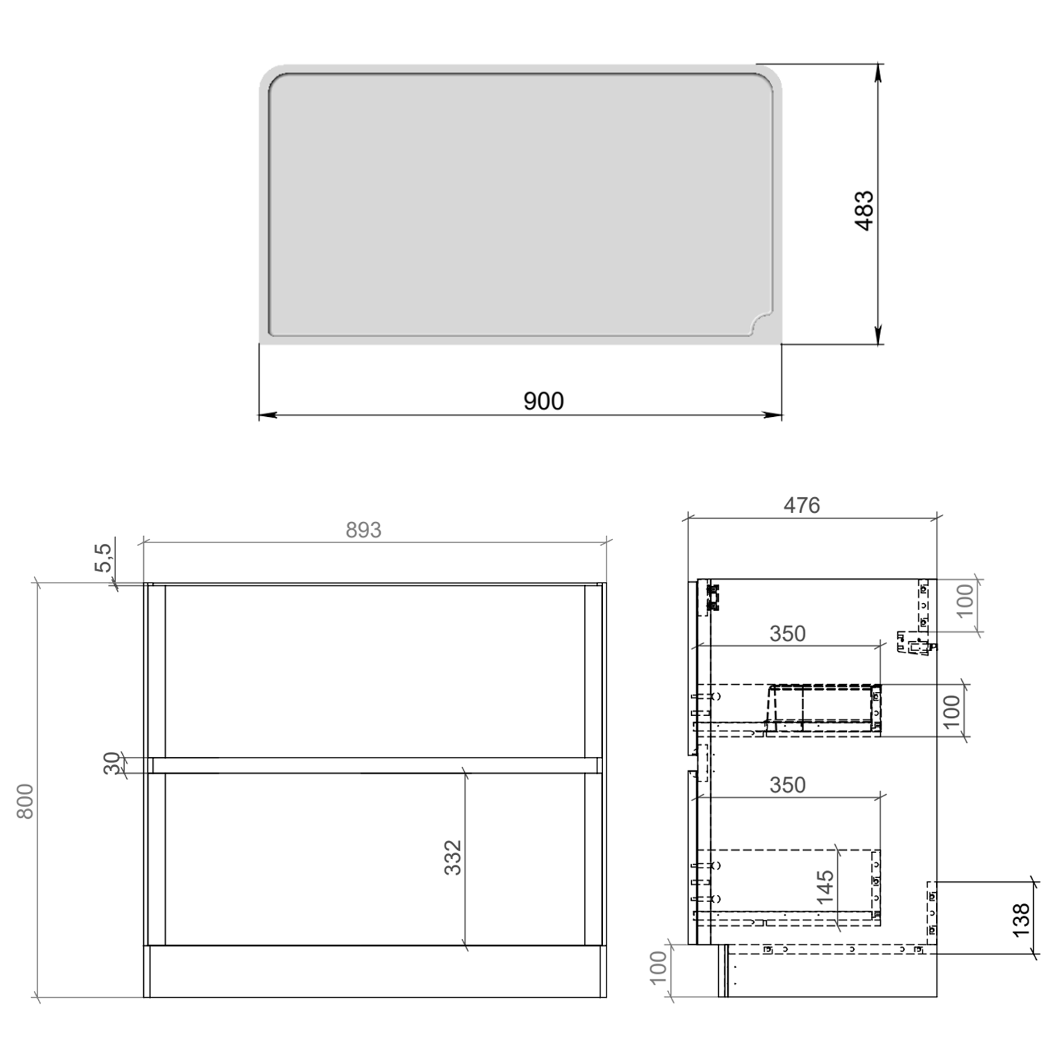 Drench Origin 900mm Floorstanding Vanity Unit & Countertop