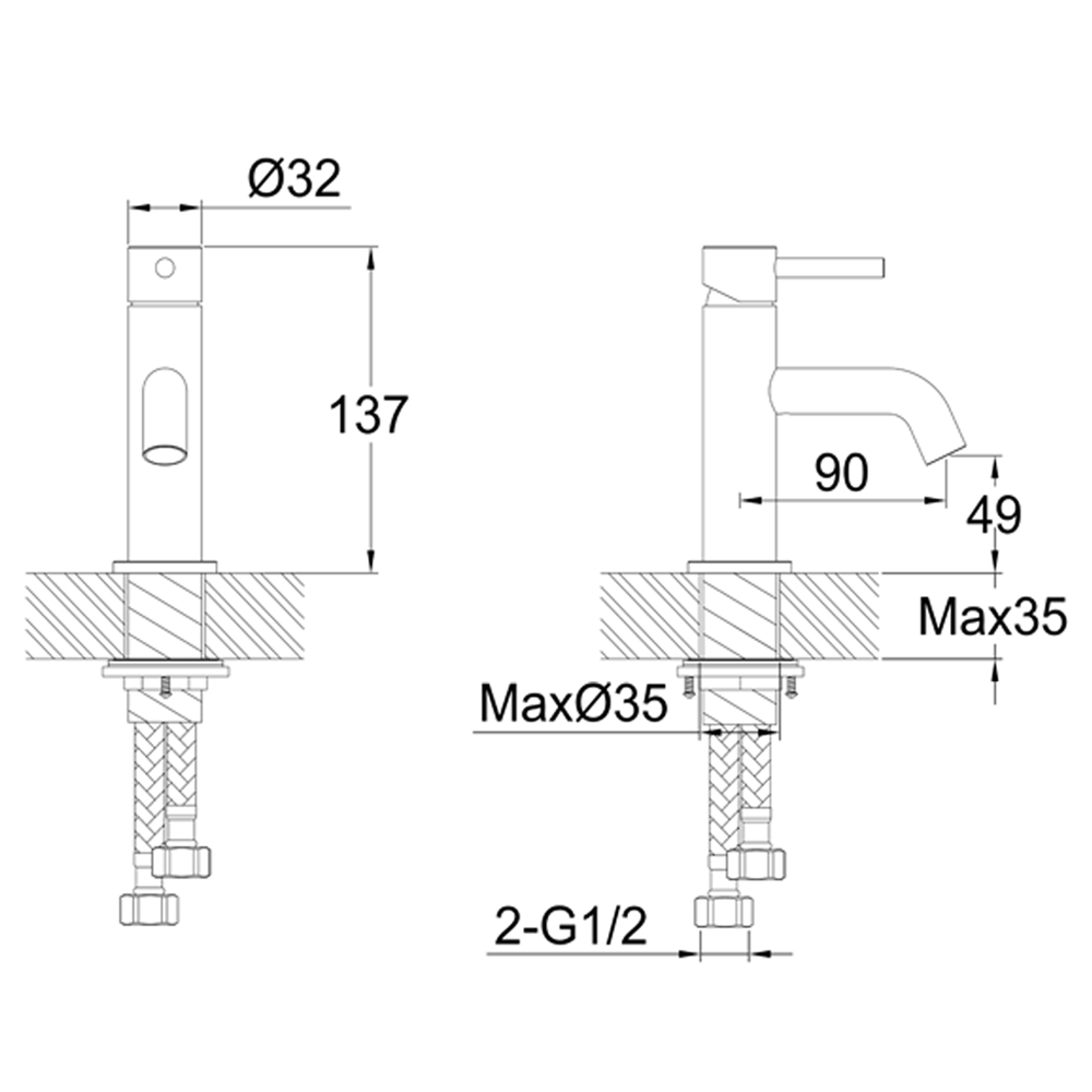 VOS Mini Single Lever Basin Mixer - Brushed Bronze