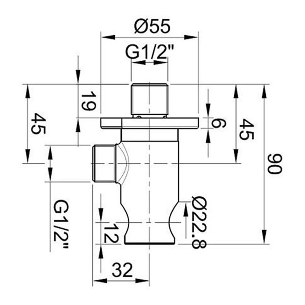 Inox Brushed Stainless Steel Round Shower Outlet Elbow with Handset Holder
