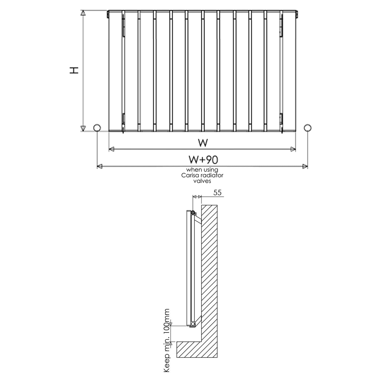 Carisa Tallis Oval Single Panel Horizontal Aluminium Radiator