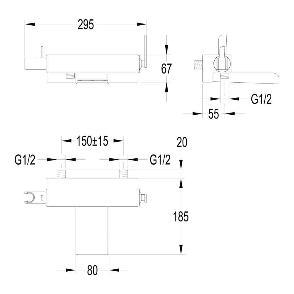 Flova Cascade Wall Mounted Waterfall Bath Shower Mixer with Handset Kit