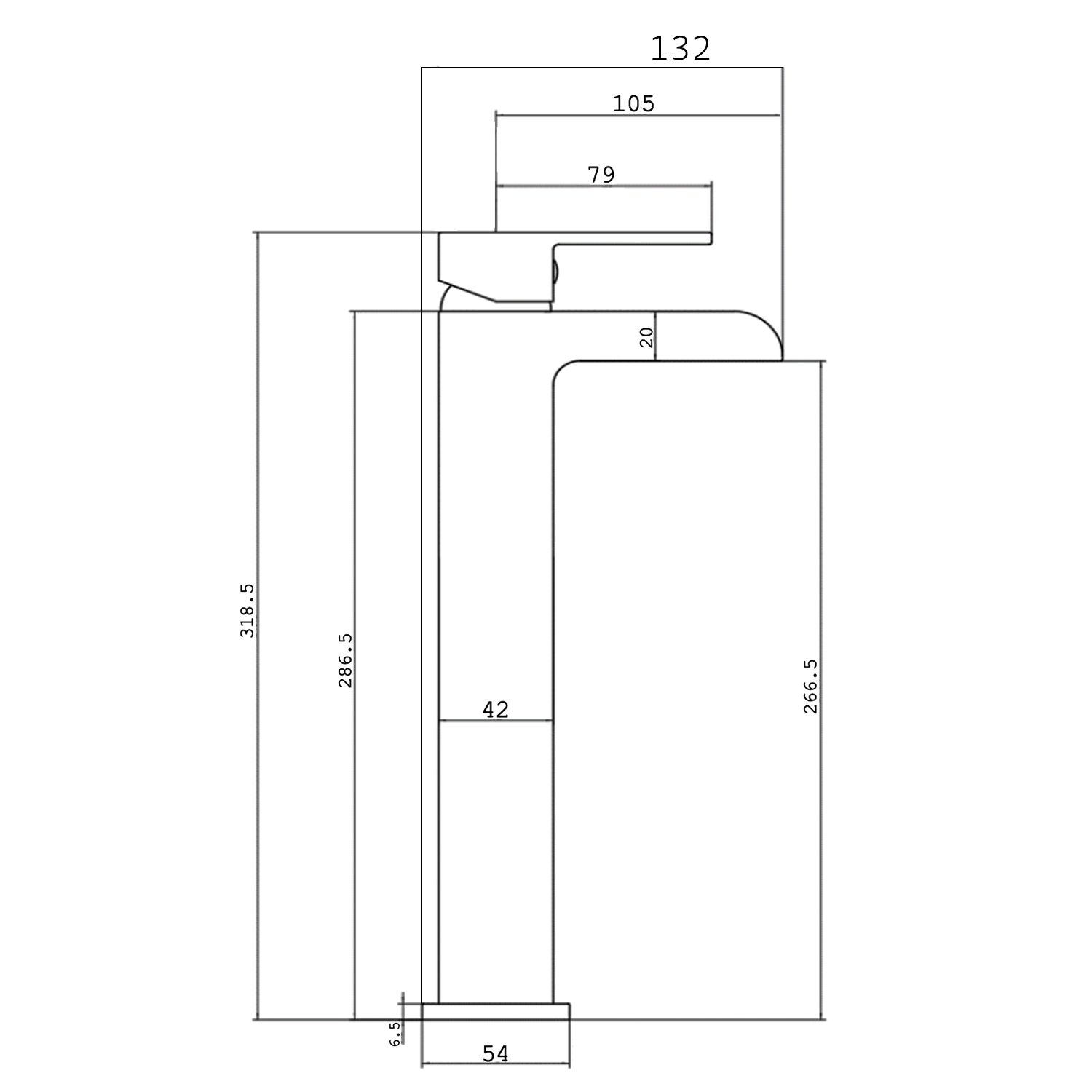 Vellamo Reve Waterfall Tall Basin Mixer Tap