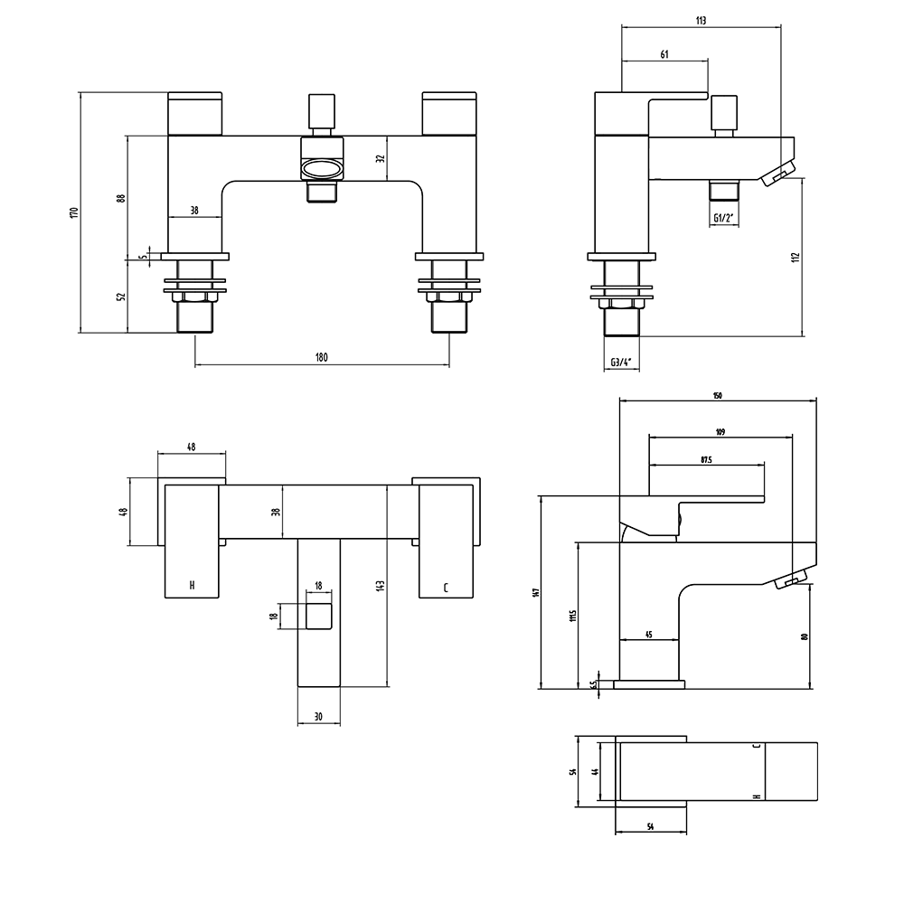 Vellamo Forte Basin Mixer & Bath Shower Mixer Value Pack