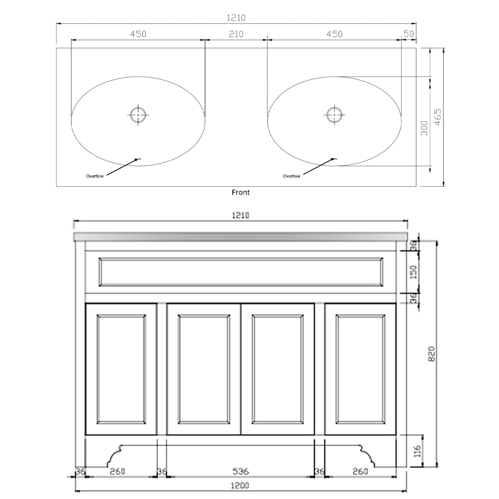 Butler & Rose Beatrice 1200mm Floorstanding Double Basin Vanity Unit