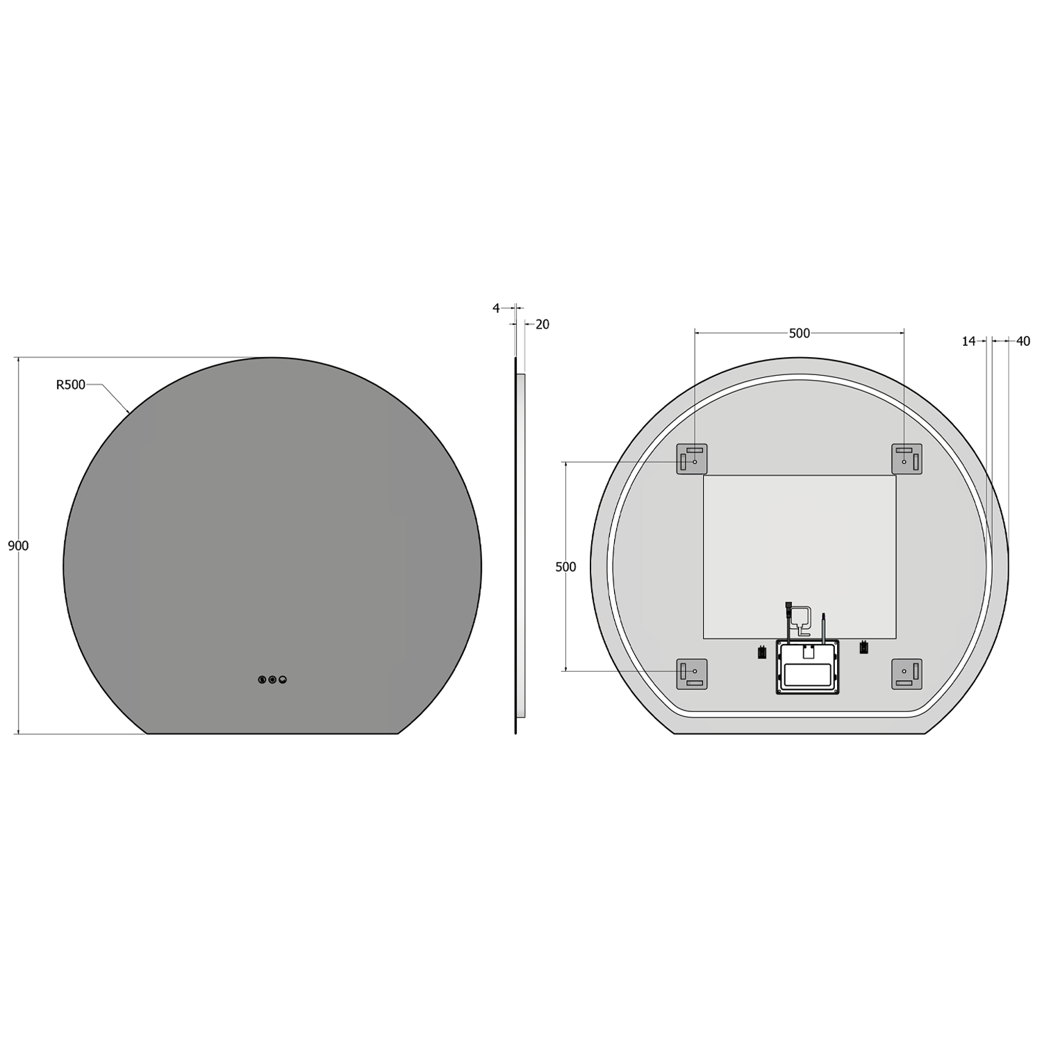 Origins Living Claris Round Cut LED Illuminated Mirror with Demister Pad & Colour Change Lights - 1000mm