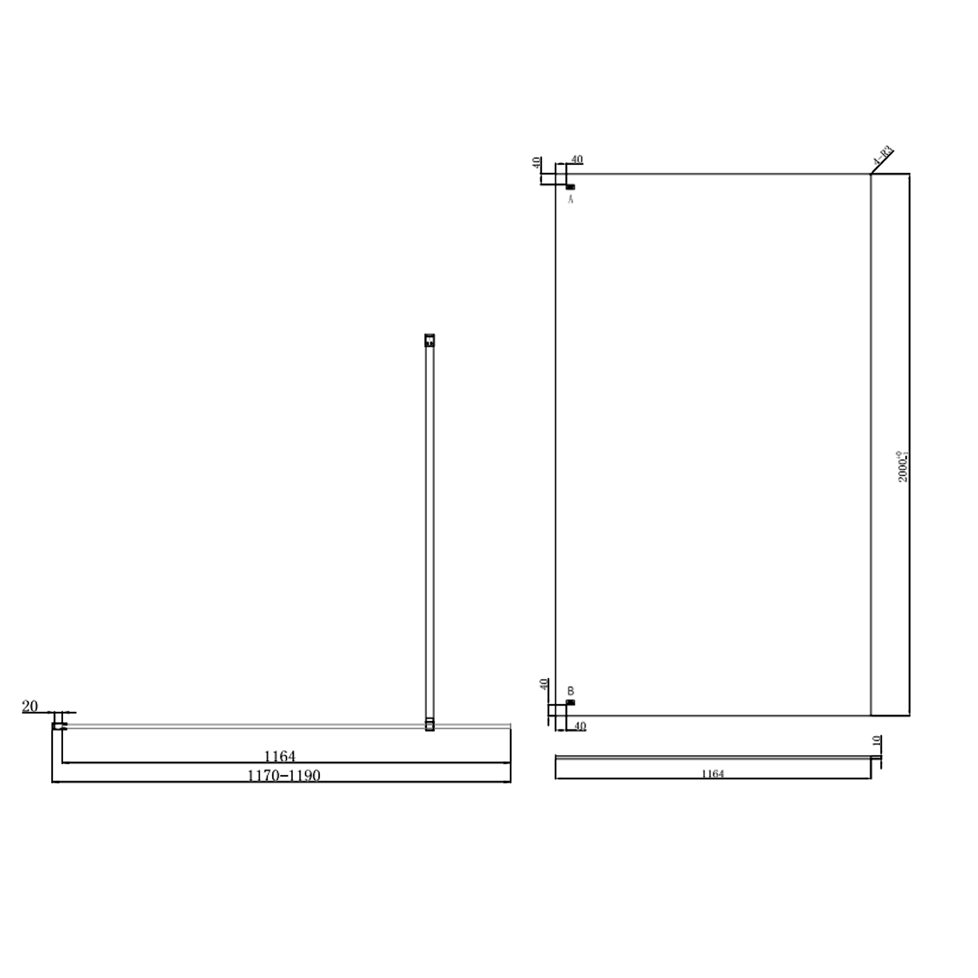 Harbour i10 10mm Easy Clean 2m Tall Frameless Wetroom Panel - Matt Black