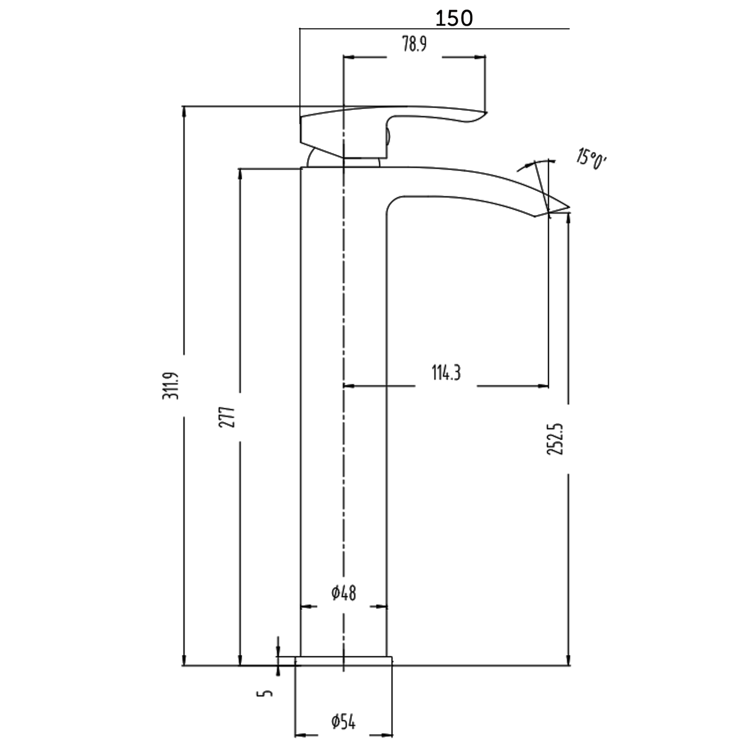 Vellamo Swift Tall Basin Mixer Tap