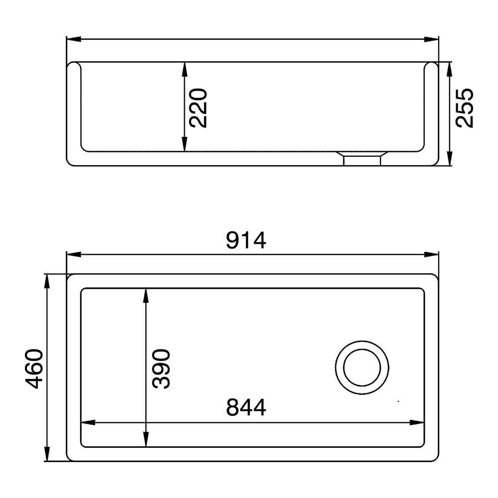 Shaws Contemporary Butler White Ceramic Single Bowl Kitchen Sink - 914mm x 460mm