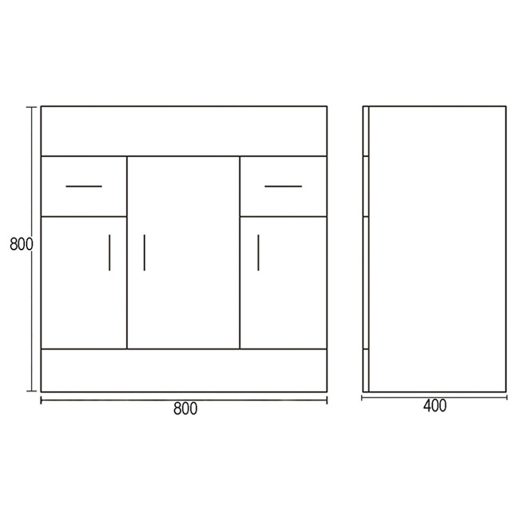 Jack Minimalist 800mm White Gloss Floor Standing Vanity Unit & Basin
