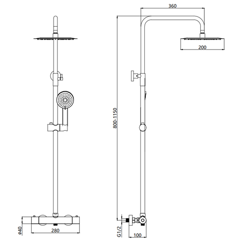 Harbour Clarity Exposed Thermostatic Rigid Riser Shower Kit - Matt ...