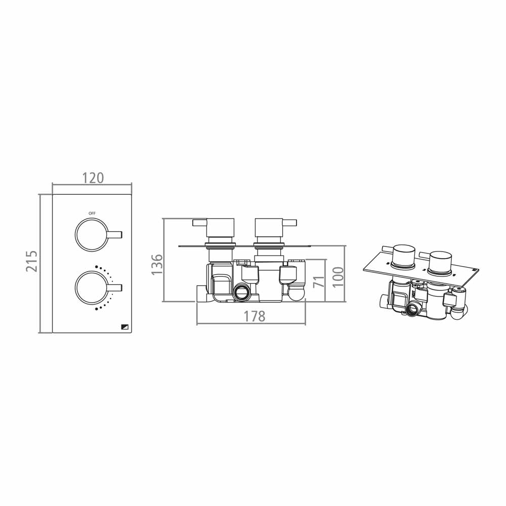 Roper Rhodes Event Round 1 Outlet Concealed Thermostatic Shower Valve
