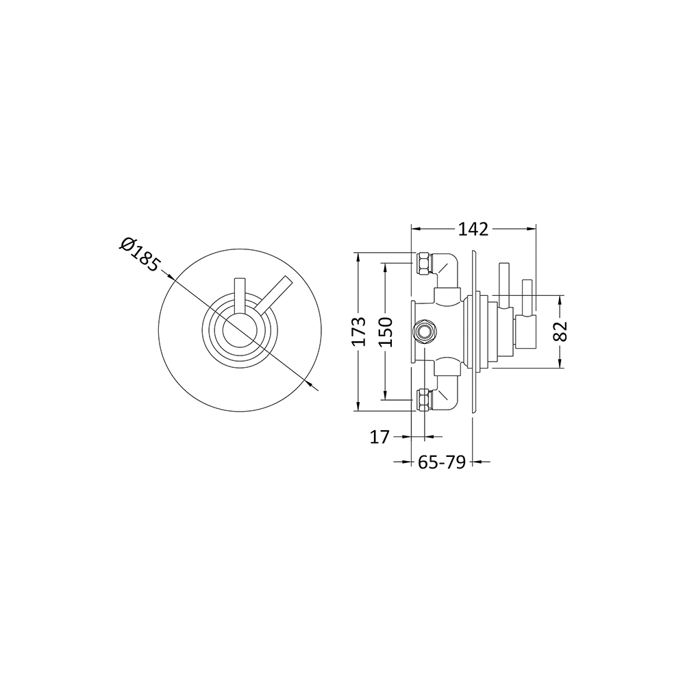 Vellamo Twist 1 Outlet Circle Concealed Thermostatic Shower Valve