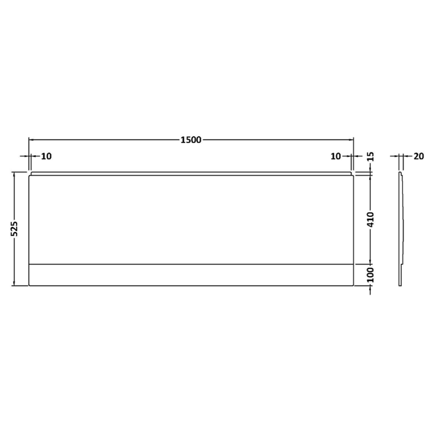 Vellamo Acrylic Straight Gloss White Front Bath Panel