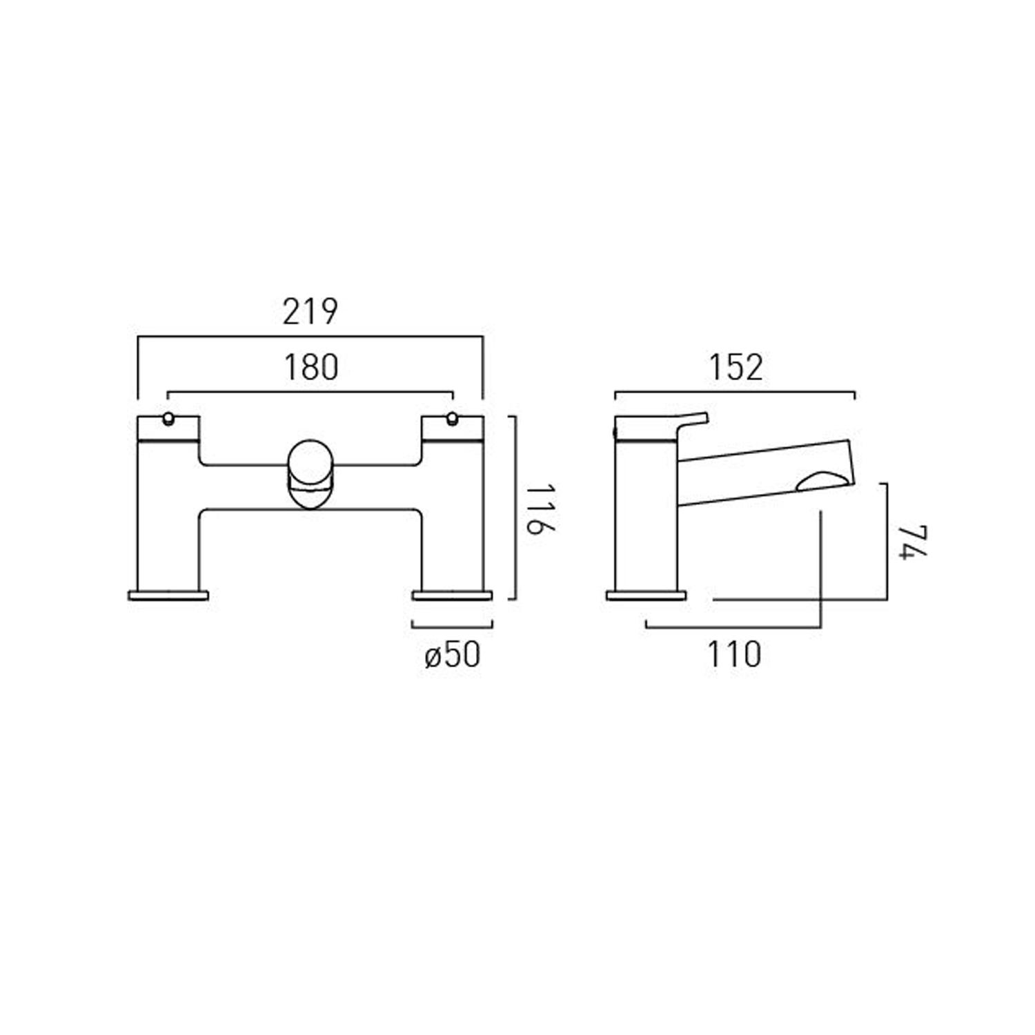 Vado Safari Deck Mounted Bath Mixer Tap