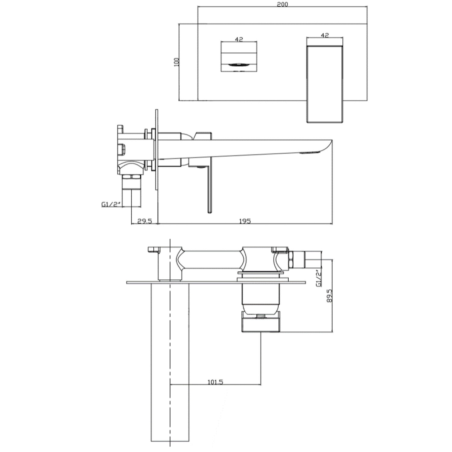 Harbour Status Wall Mounted Basin Mixer Tap - Chrome
