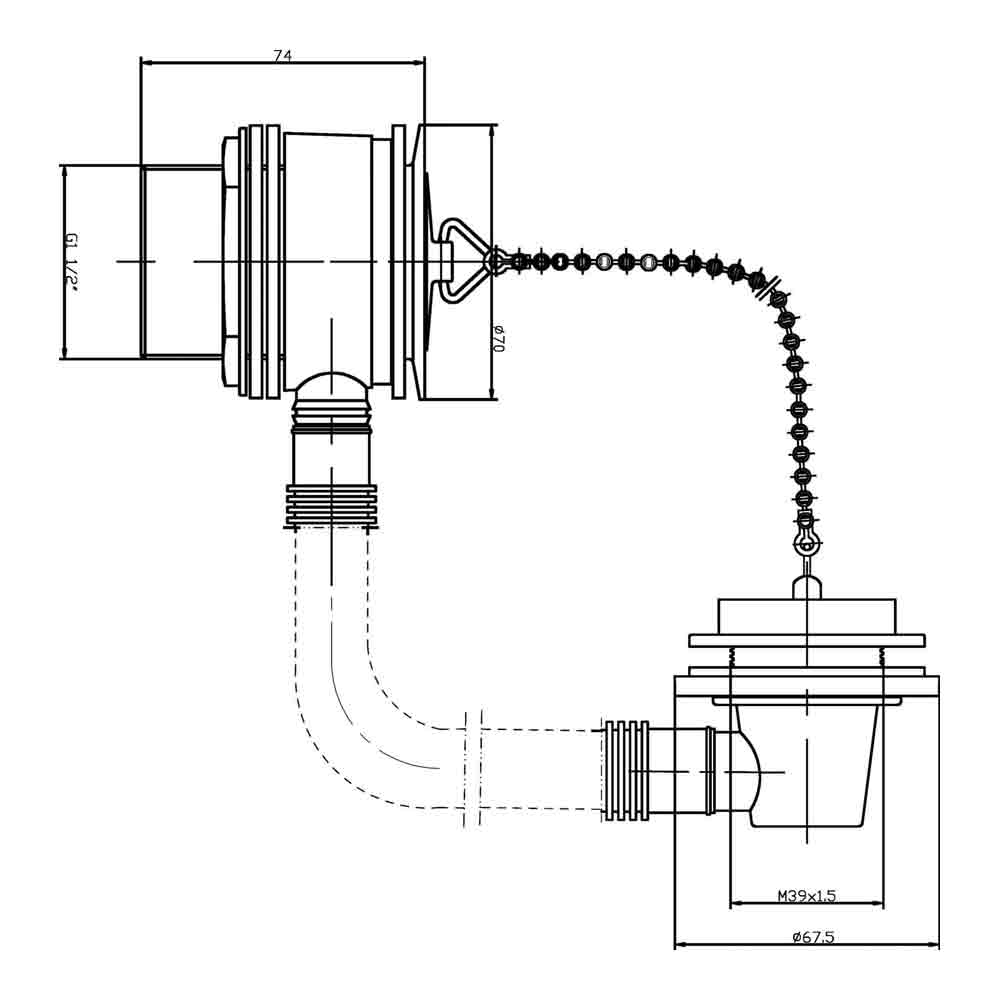 nuie Plug & Chain Bath Waste with Overflow