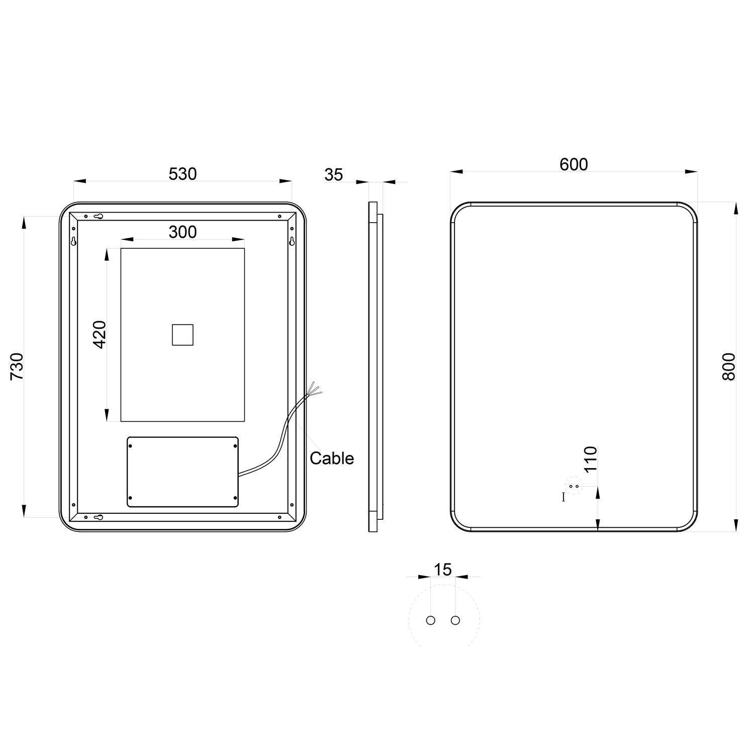 Finn LED Illuminated Framed Mirror with Demister Pad & Colour Change Lights - 600 x 800mm