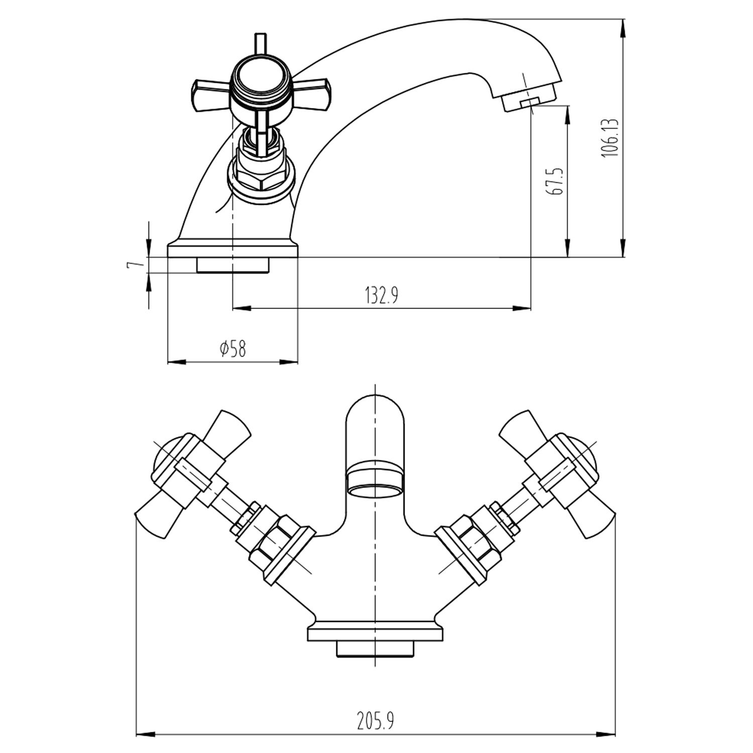 Butler & Rose Loretta Traditional Mono Basin Mixer with Free Waste
