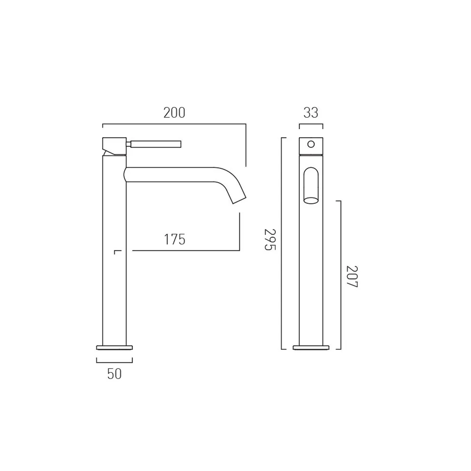 Vado Individual Origins Slimline Tall Mono Basin Tap Mixer with Knurled Handle