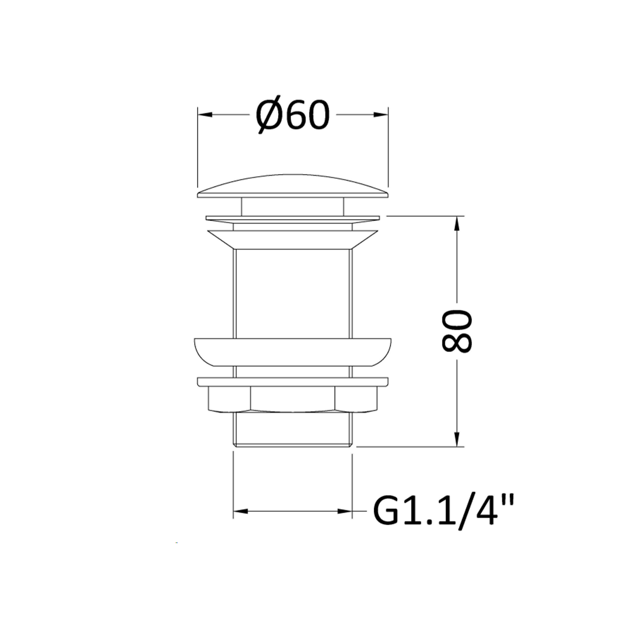 nuie Push Button Basin Waste Unslotted