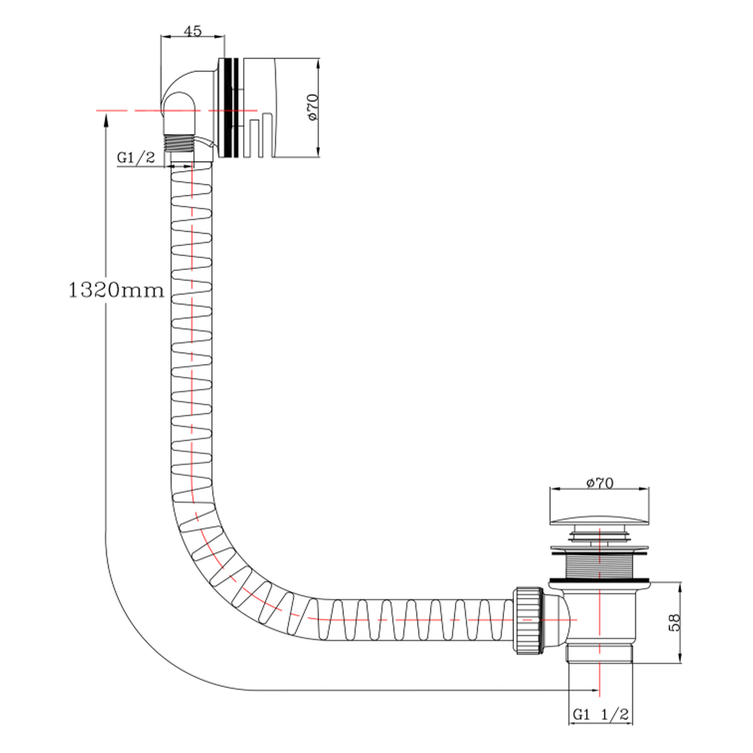 VOS Overflow Bath Filler with Click Clack Waste - Brushed Bronze