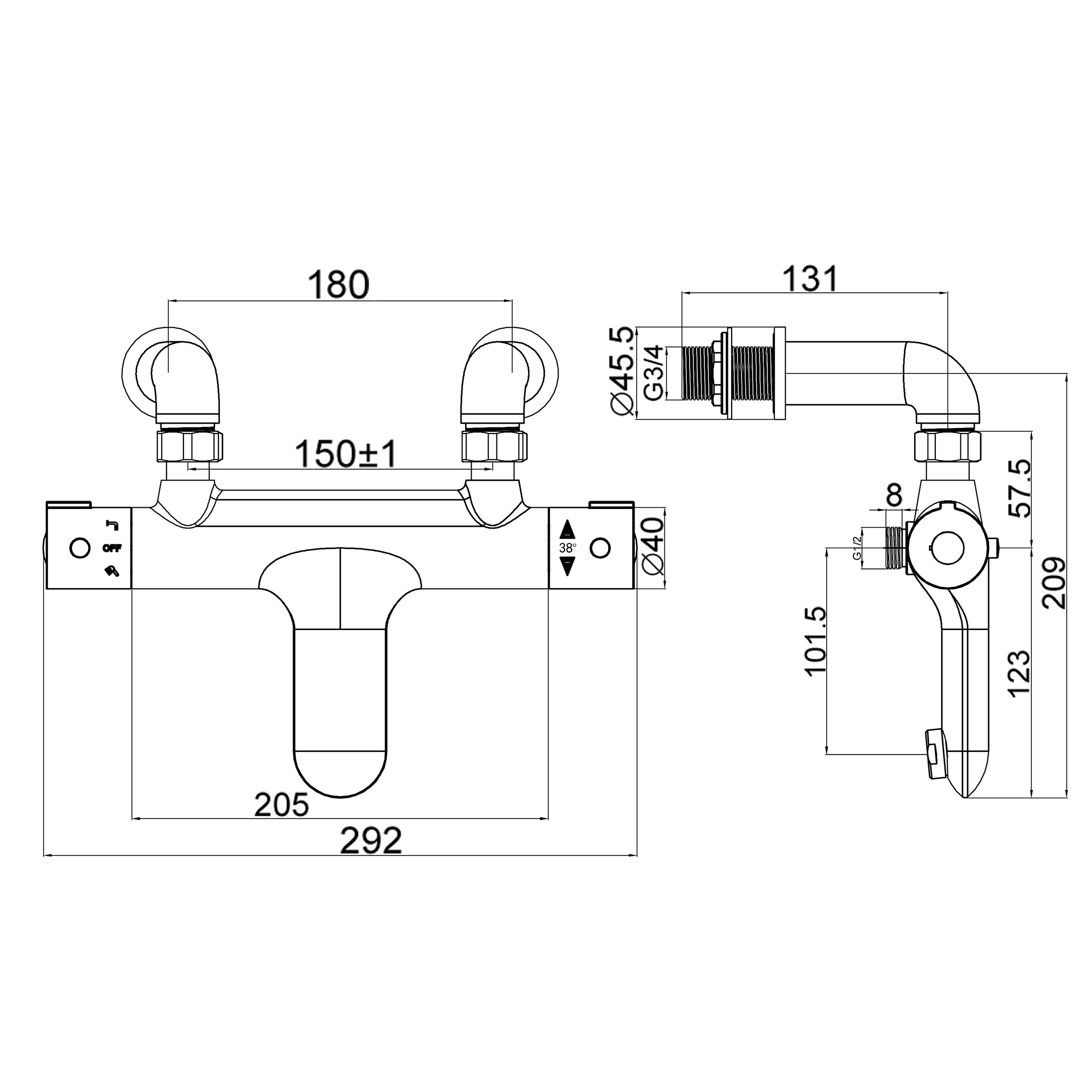 Vellamo Twist Thermostatic Bath Shower Mixer