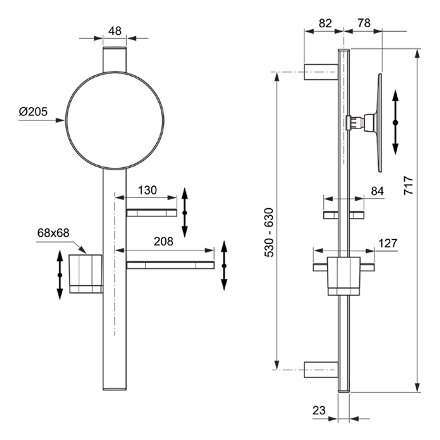 Ideal Standard Alu+ 200mm Magnifying Mirror & Beauty Bar