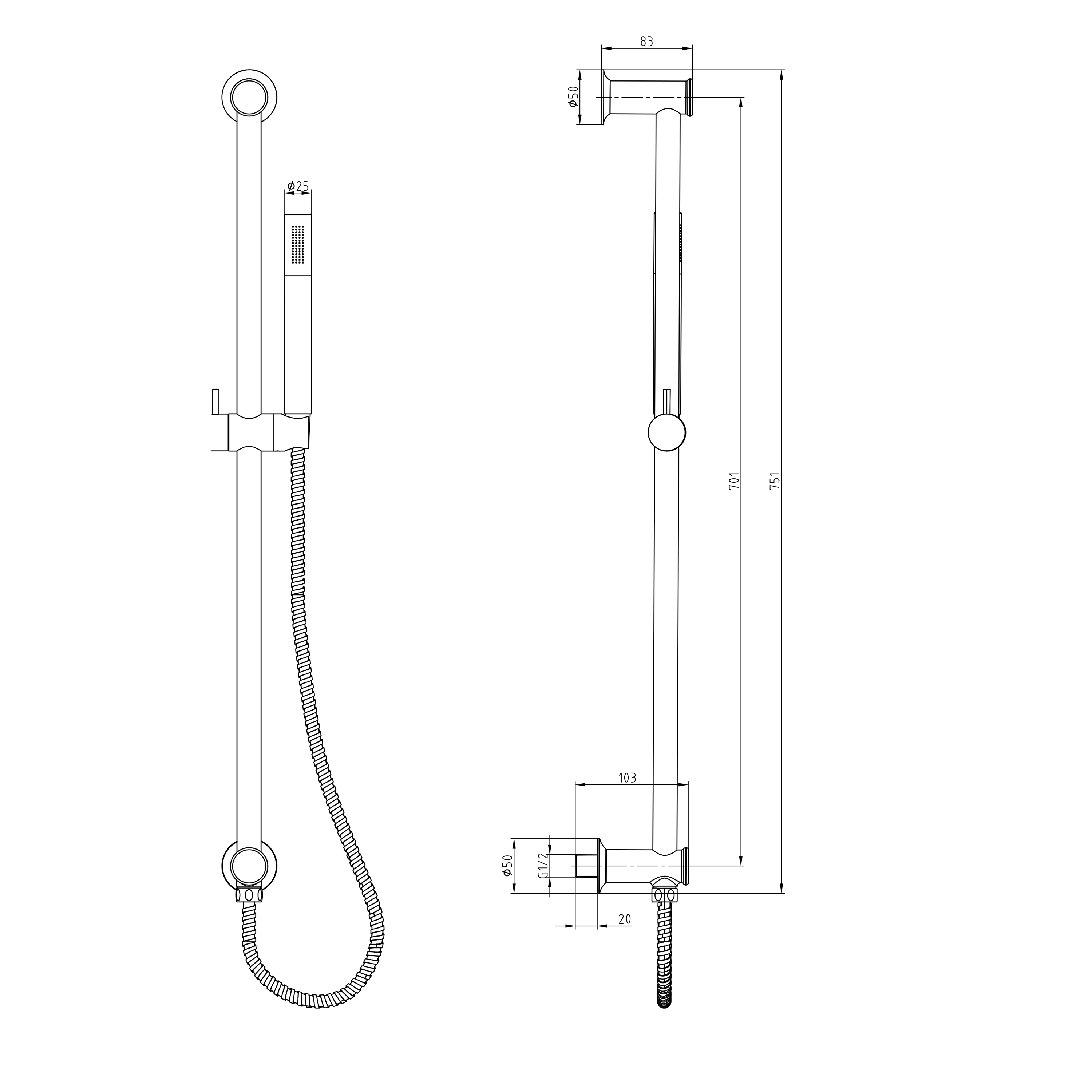 Core Slide Rail Shower Kit with Microphone Handset & Hose