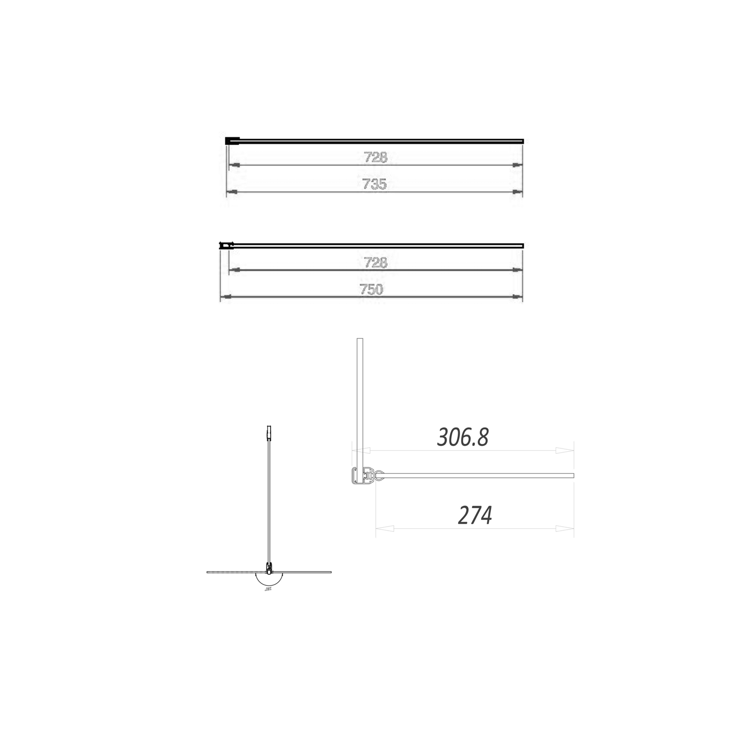 Harbour i8 Gunmetal Easy Clean 8mm Glass Shower Screen & Flipper Panel