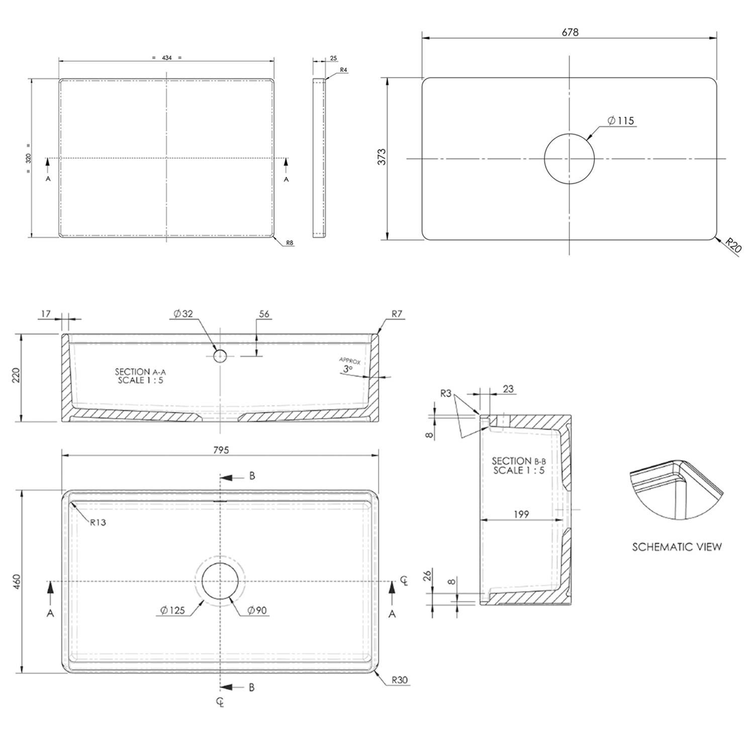 Butler & Rose Workstation Large Belfast / Butler Ceramic Fireclay Kitchen Sink & Accessories - 795 x 500mm