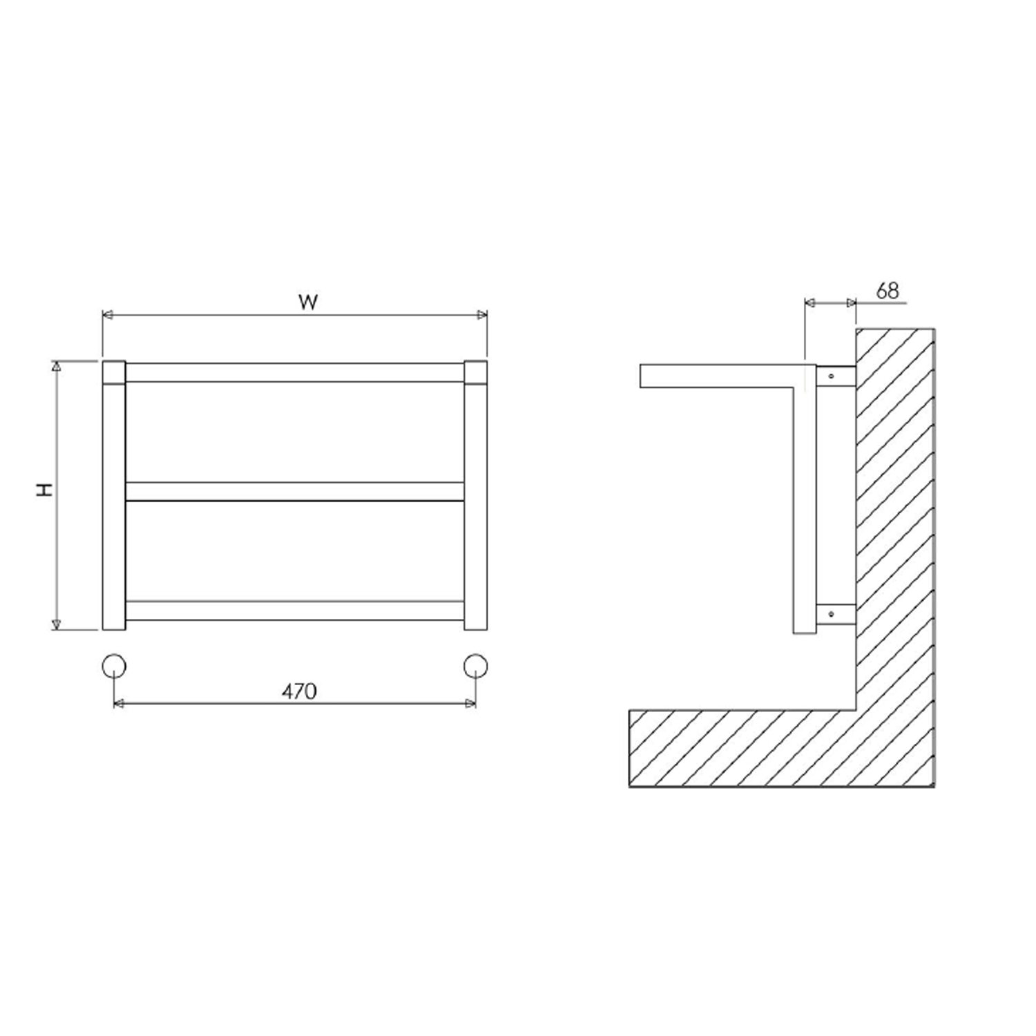 Carisa Etage Chrome Plated Steel Heated Towel Shelf & Rail - 350 x 500mm