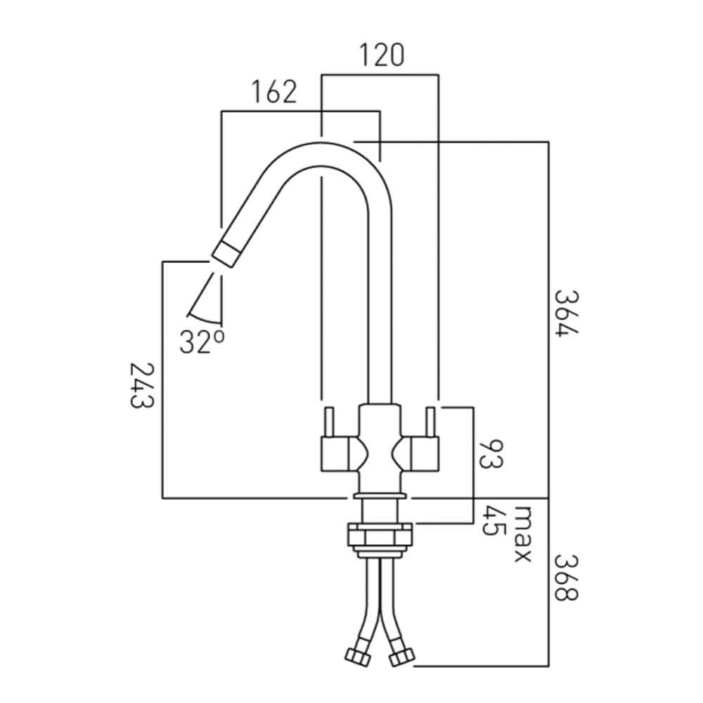 Vado Sky Twin Lever Monobloc Kitchen Sink Mixer