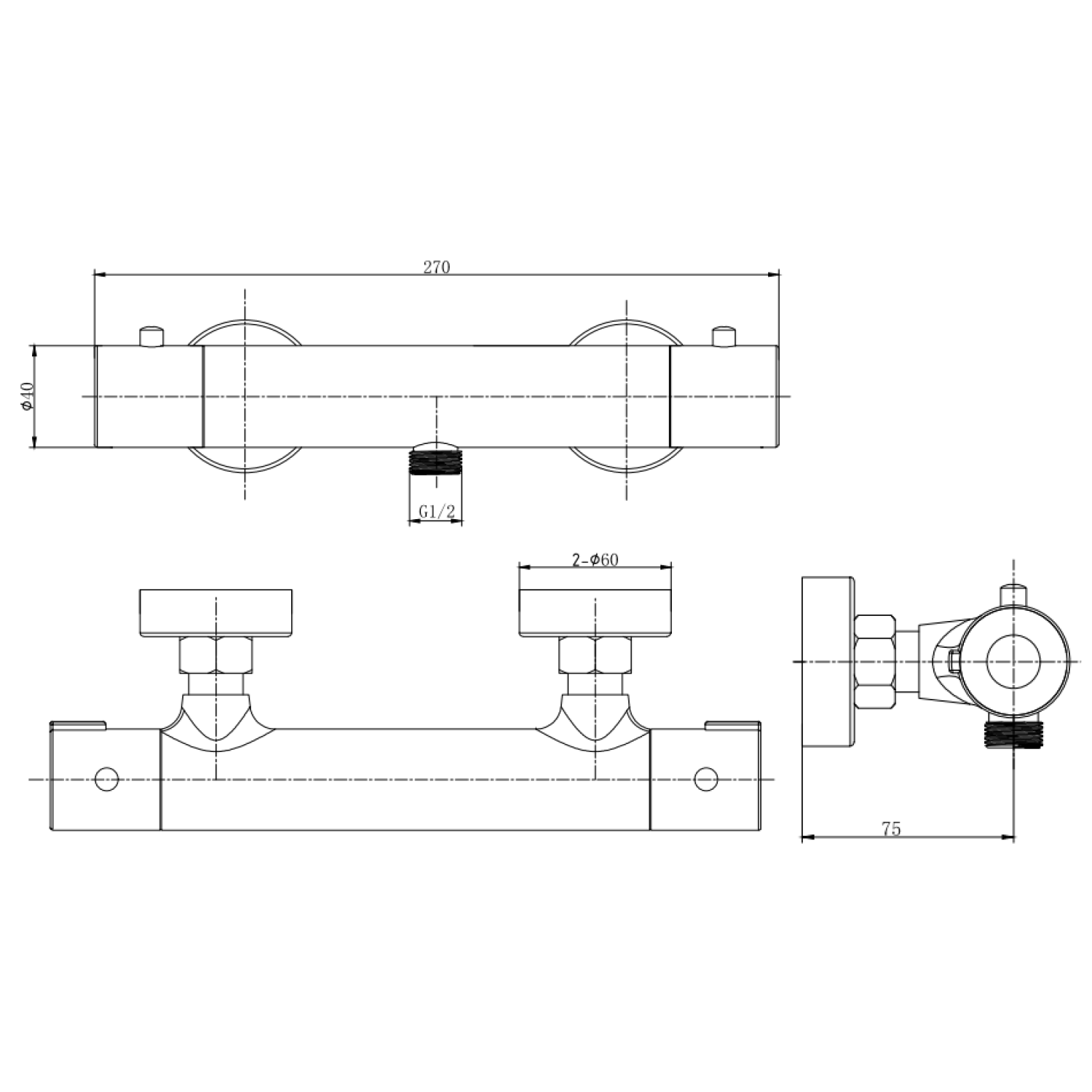 Drench Minimalist Thermostatic Bar Valve with Bottom Outlet
