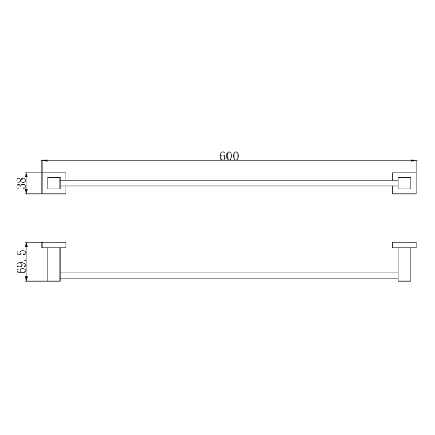 Vellamo Forte Single Towel Rail