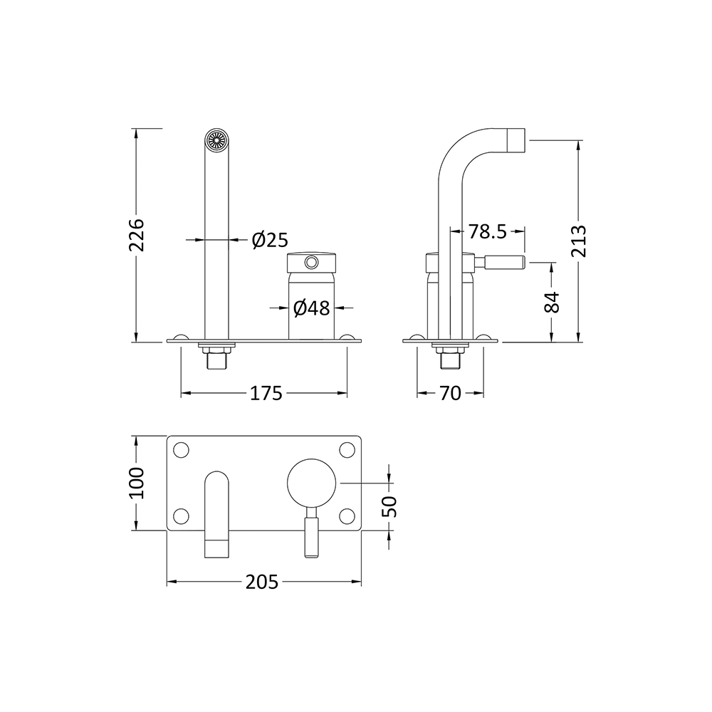 Hudson Reed Tec Lever Wall Mounted Bath/Basin Filler