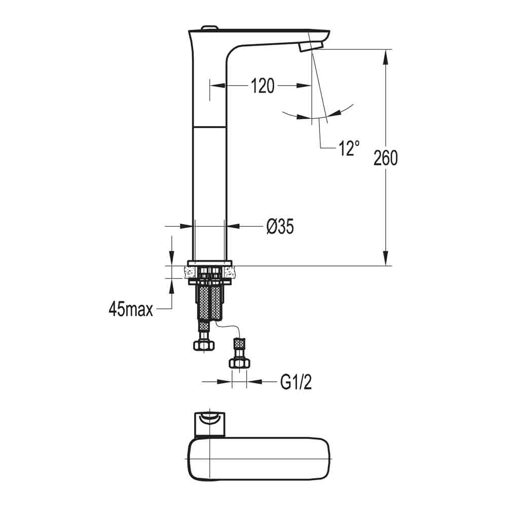 Flova Urban Tall Mono Basin Mixer with Clicker Waste