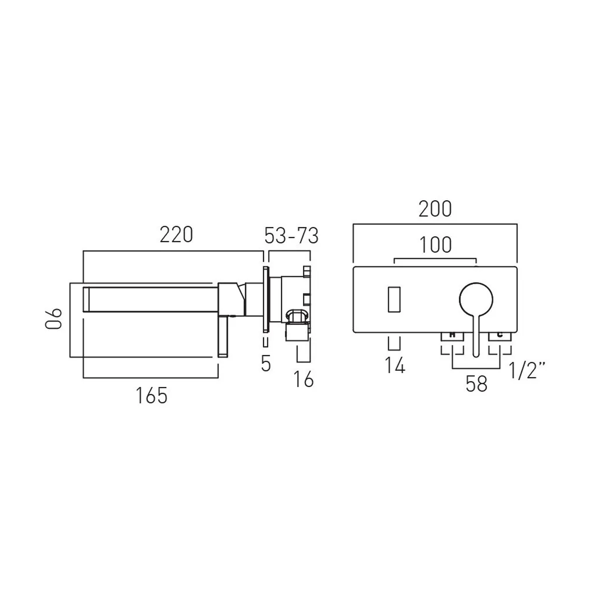 Vado Individual Edit Wall Mounted Single Lever Basin Mixer Tap with Backplate