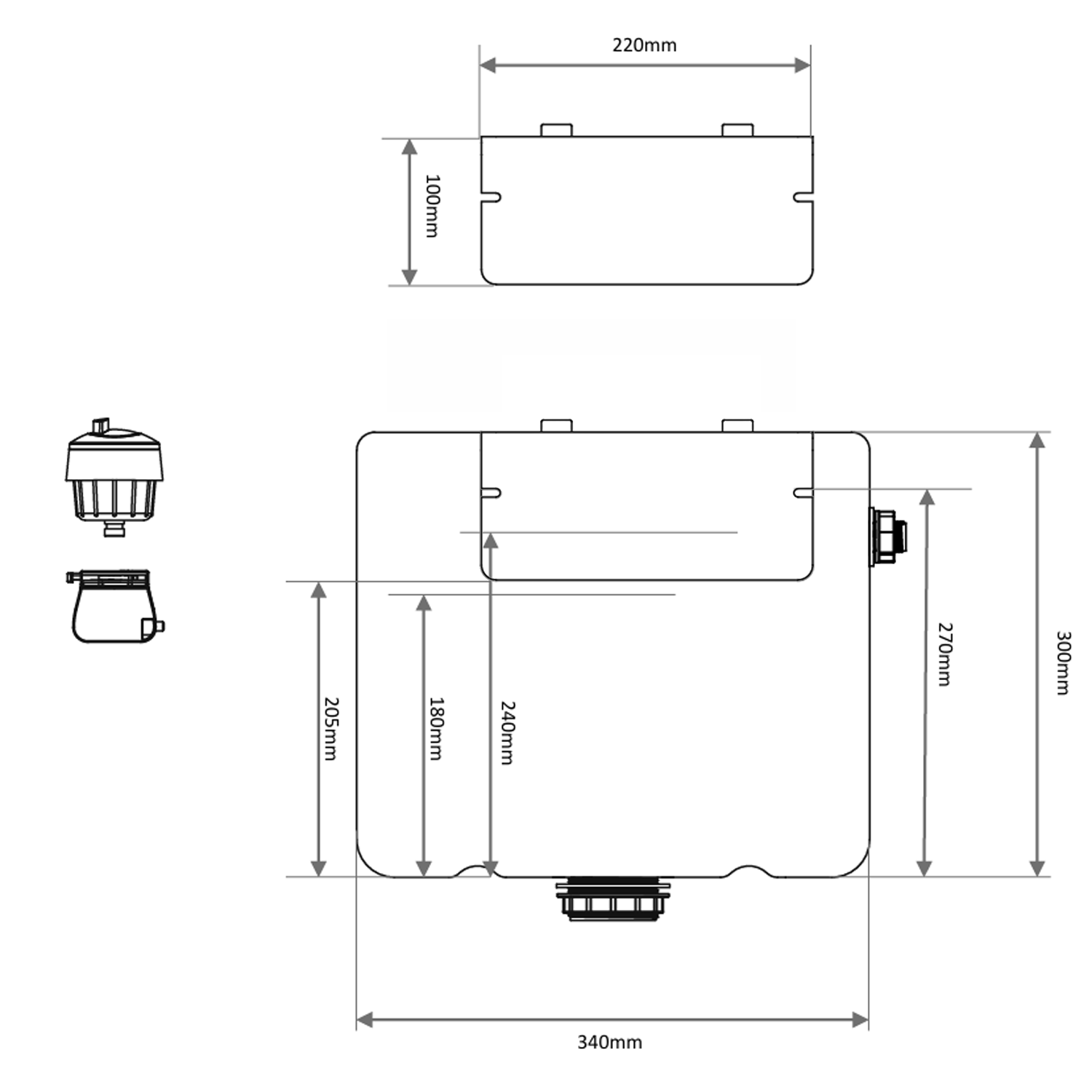 Drench Dual Flush Concealed Cistern with Side Inlet & Round Button