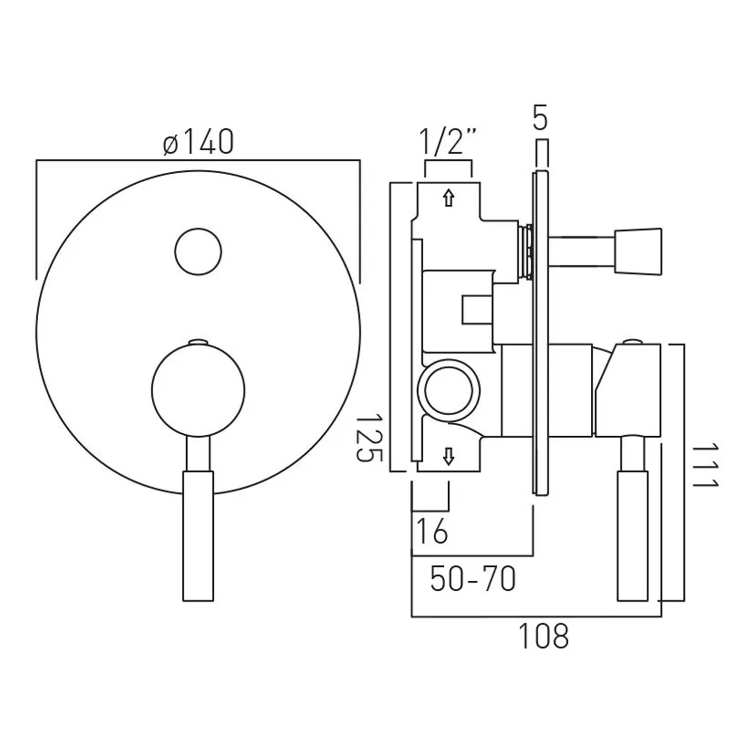 Vado Individual Origins 2 Outlet Concealed Single Lever Manual Shower Valve