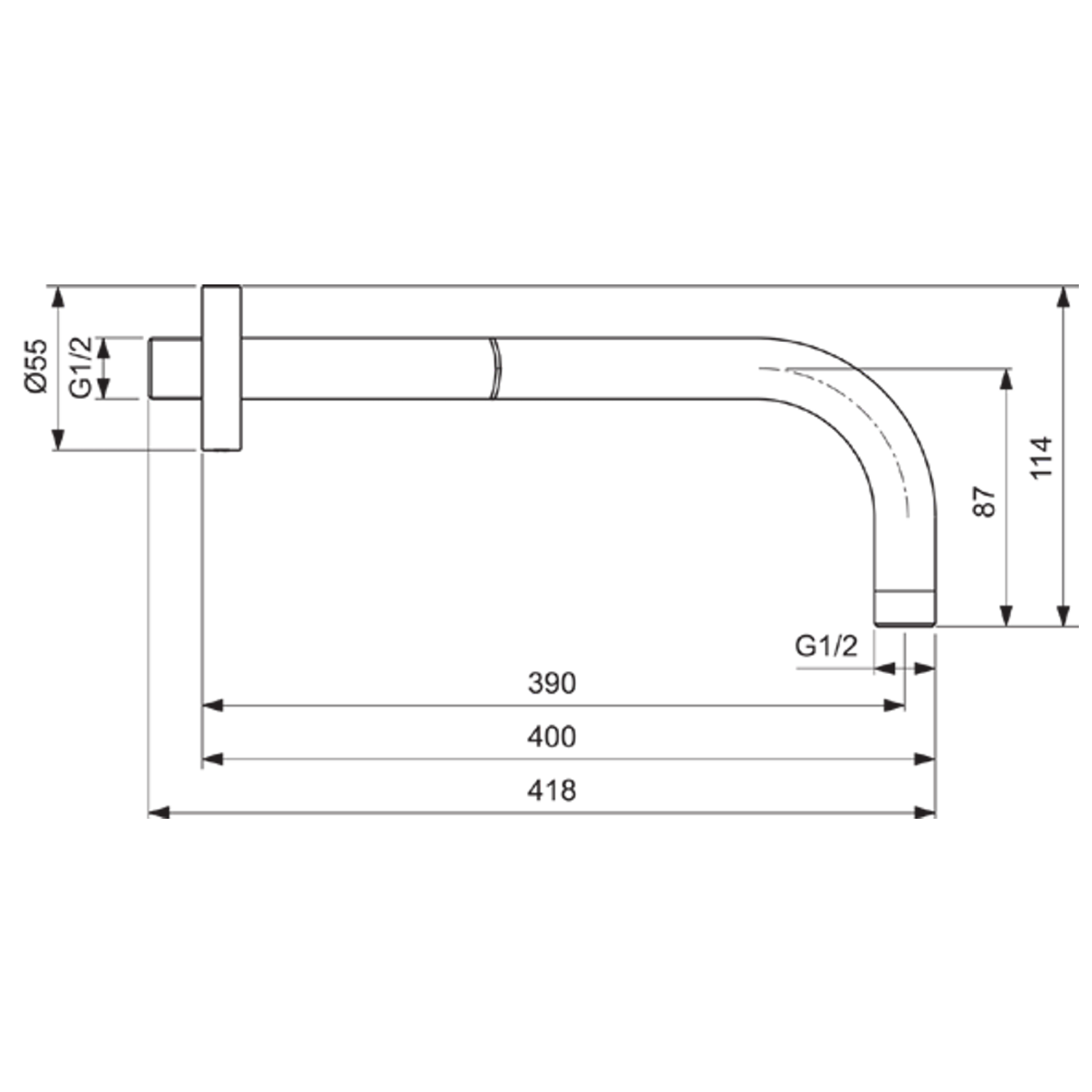 Ideal Standard Idealrain Round Fixed 400mm Wall Shower Arm