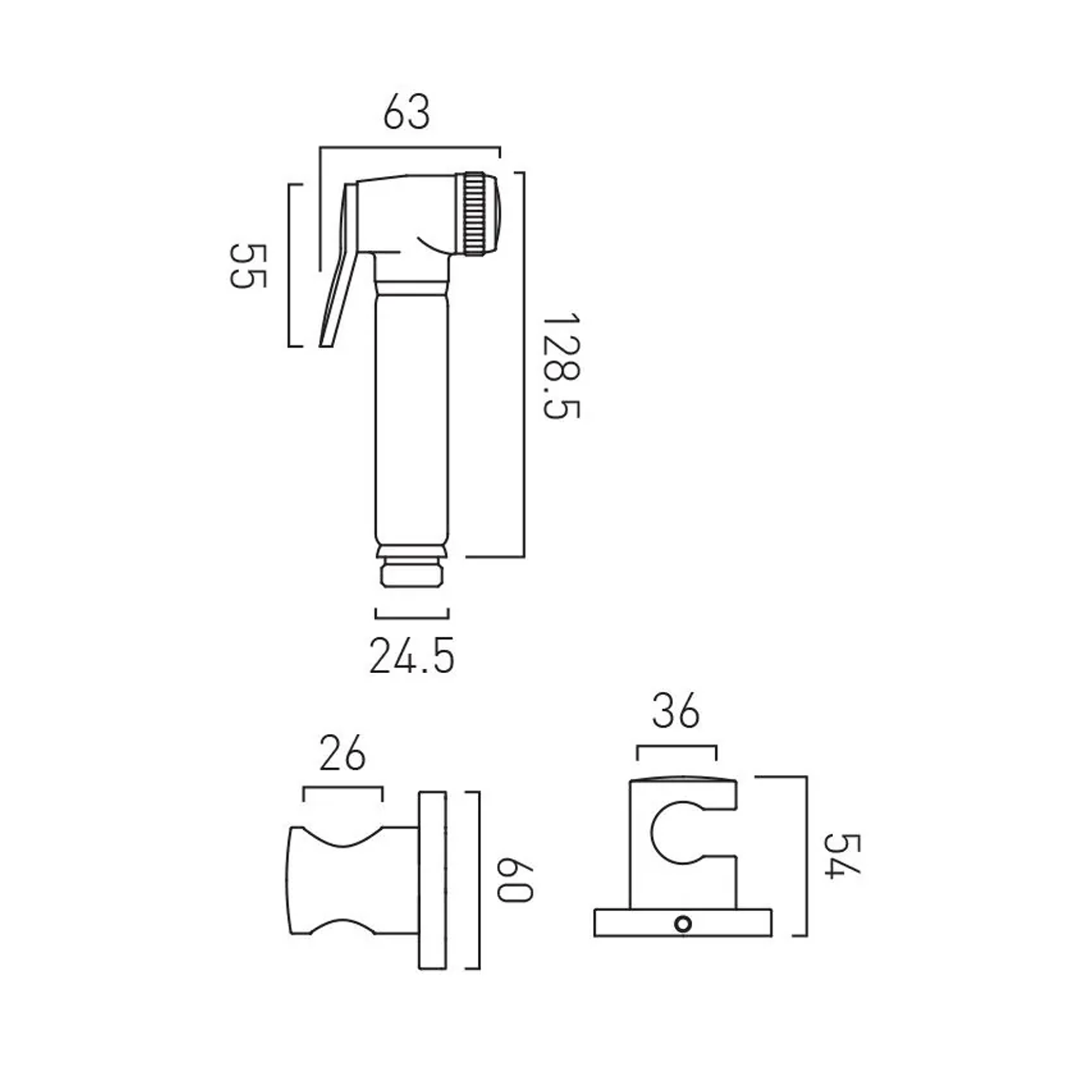 Vado Individual Luxury Douche Handset with Holder & Hose
