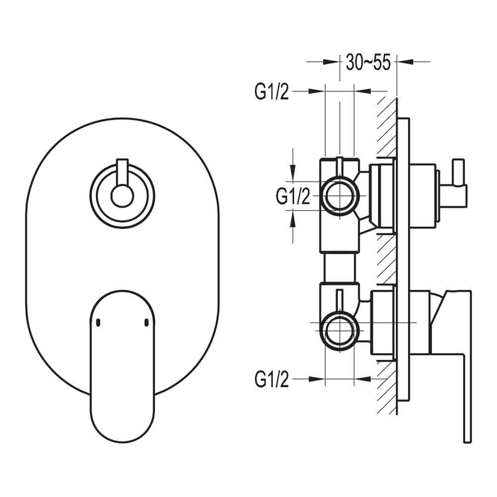 Flova Smart Concealed Manual Mixer Valve with 3-Way Diverter