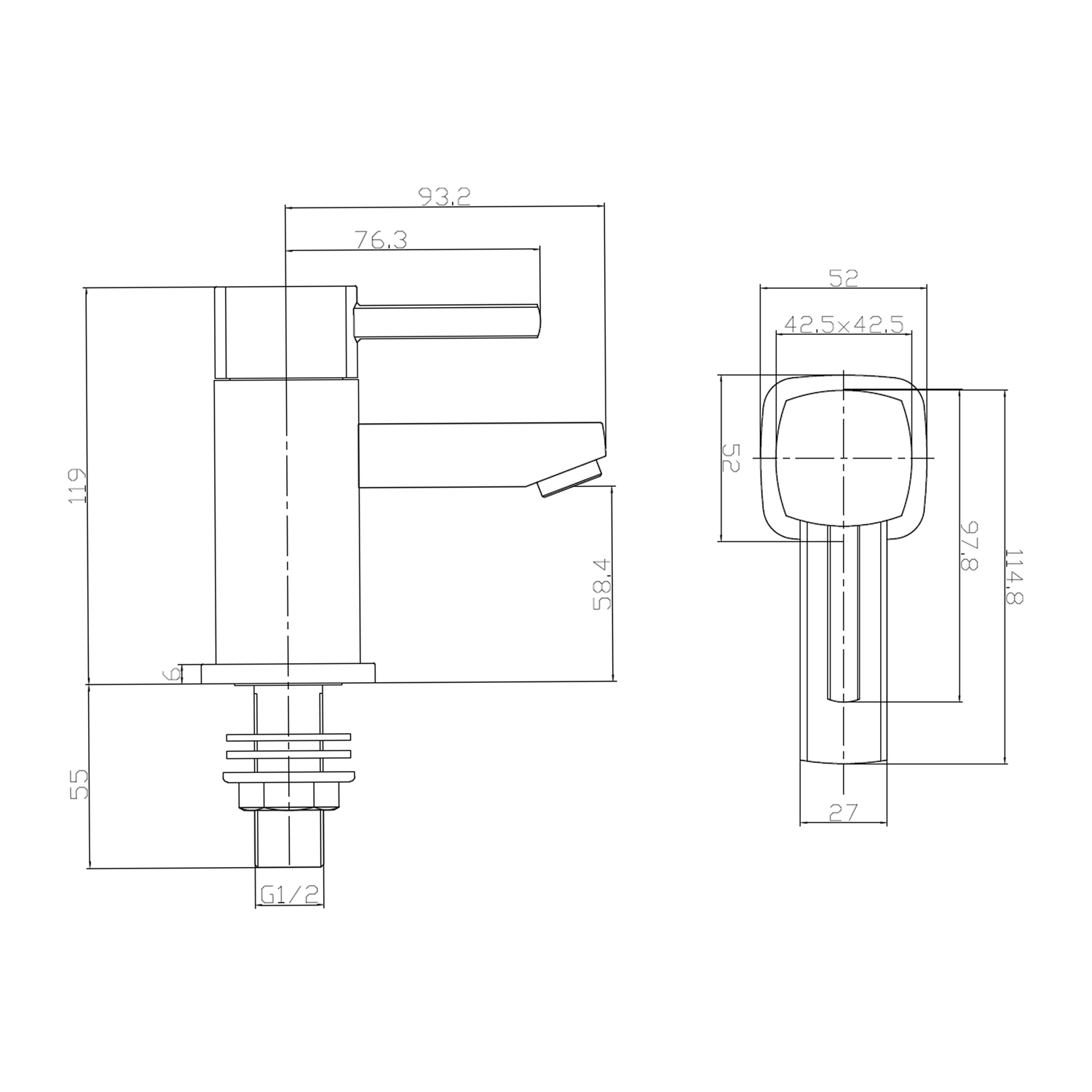 Vellamo Quadro Basin Pillar Taps