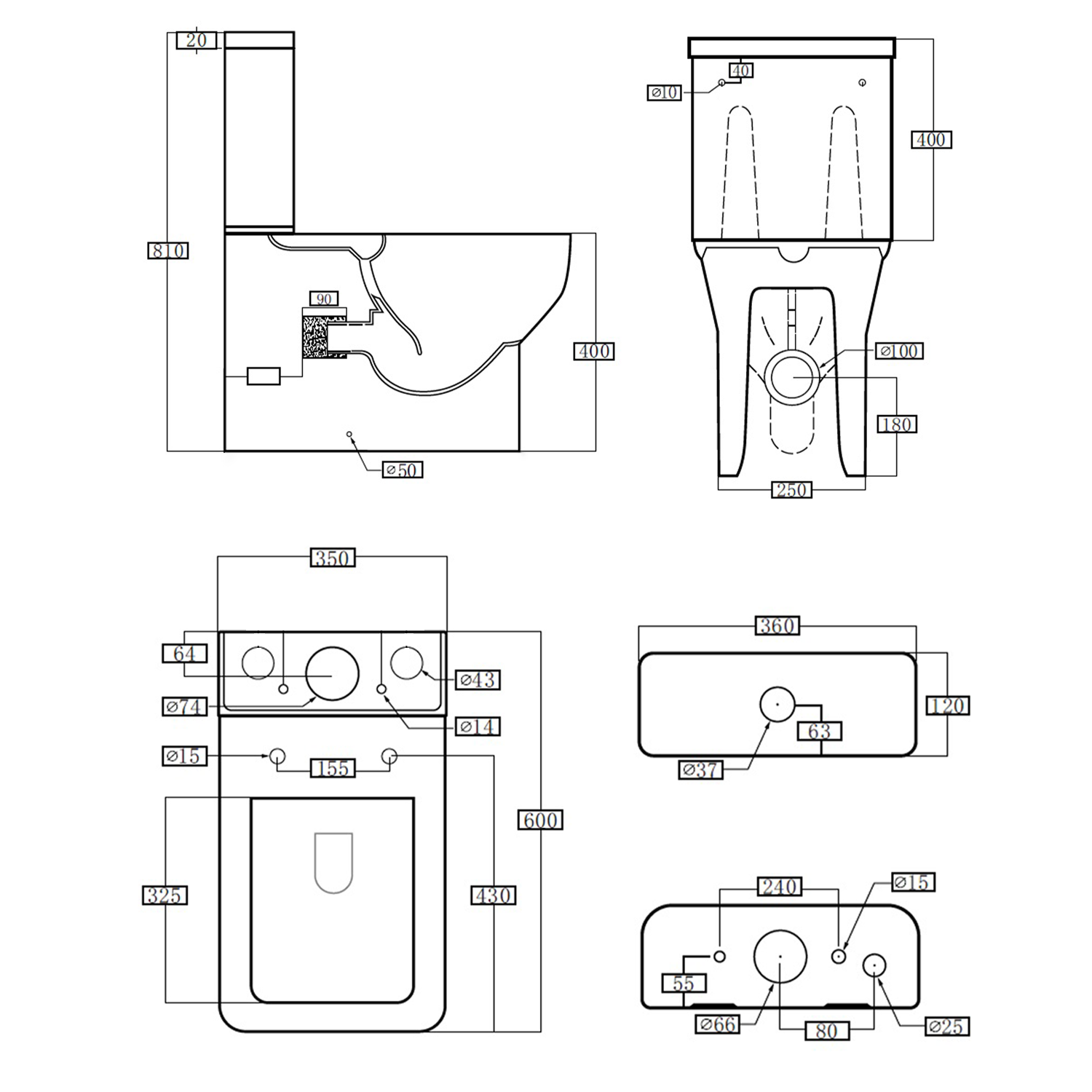 Harbour Alchemy Rimless Back to Wall Close Coupled Toilet & Soft Close Seat