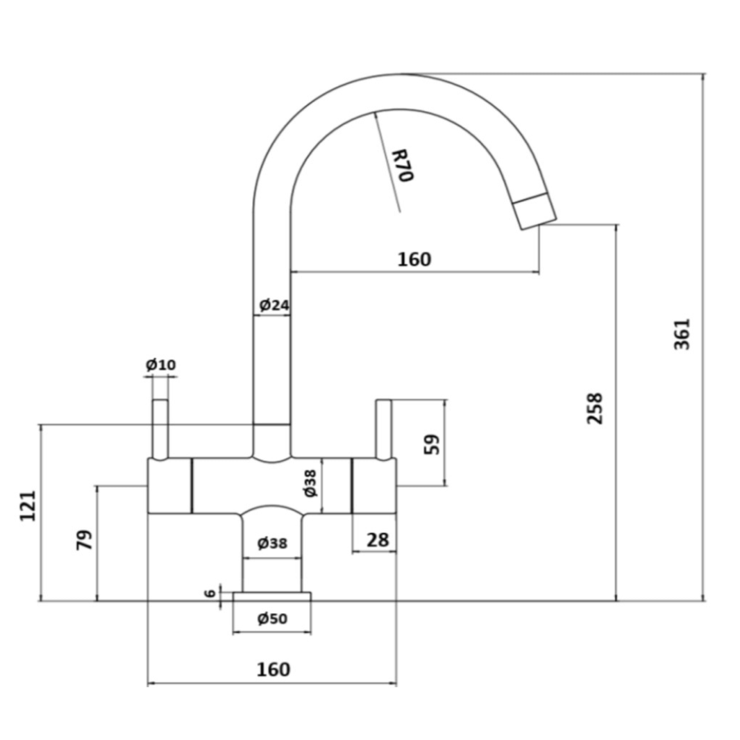 Sagittarius Piazza Twin Lever Monobloc Kitchen Mixer