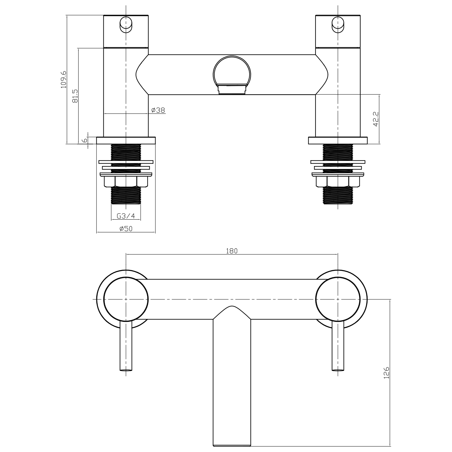 Vellamo Twist Deck Mounted Bath Filler - Chrome